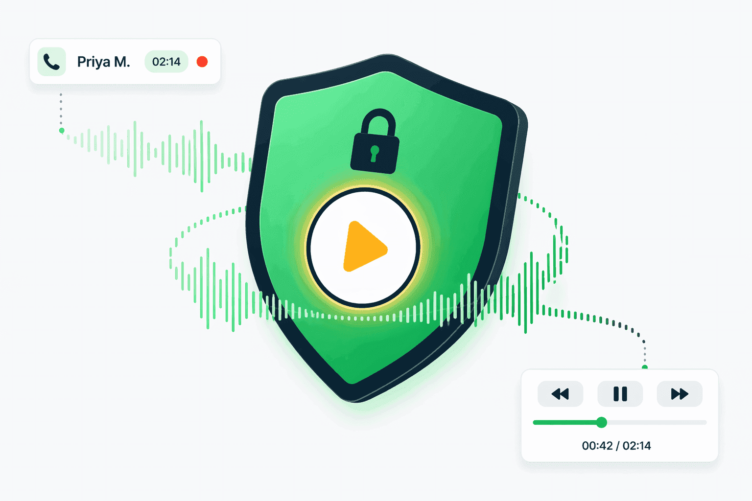 Connectoo call recording playback inside CRM contact timeline for sales coaching and quality review